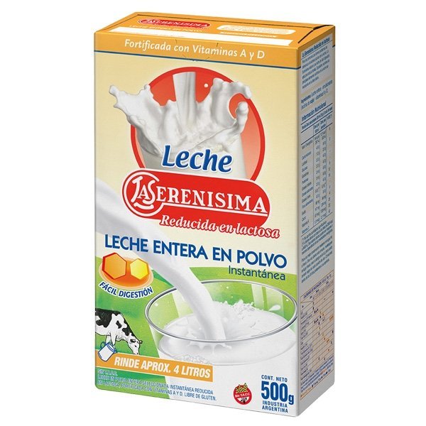 Leche en polvo La serenísima zero lactosa 400 g.